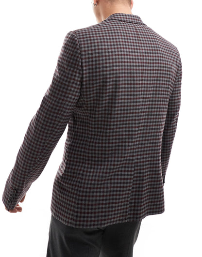 Harry Brown slim fit suit jacket in red gingham check