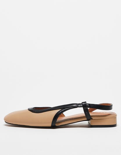 ASOS DESIGN Wide Fit Latte round toe slingback ballet in beige