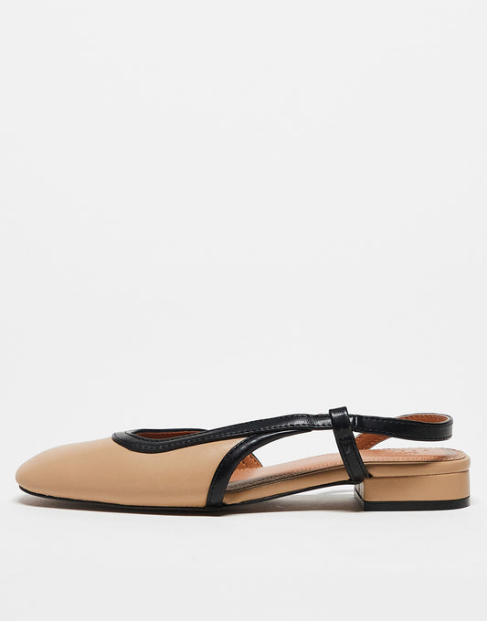 ASOS DESIGN Wide Fit Latte round toe slingback ballet in beige