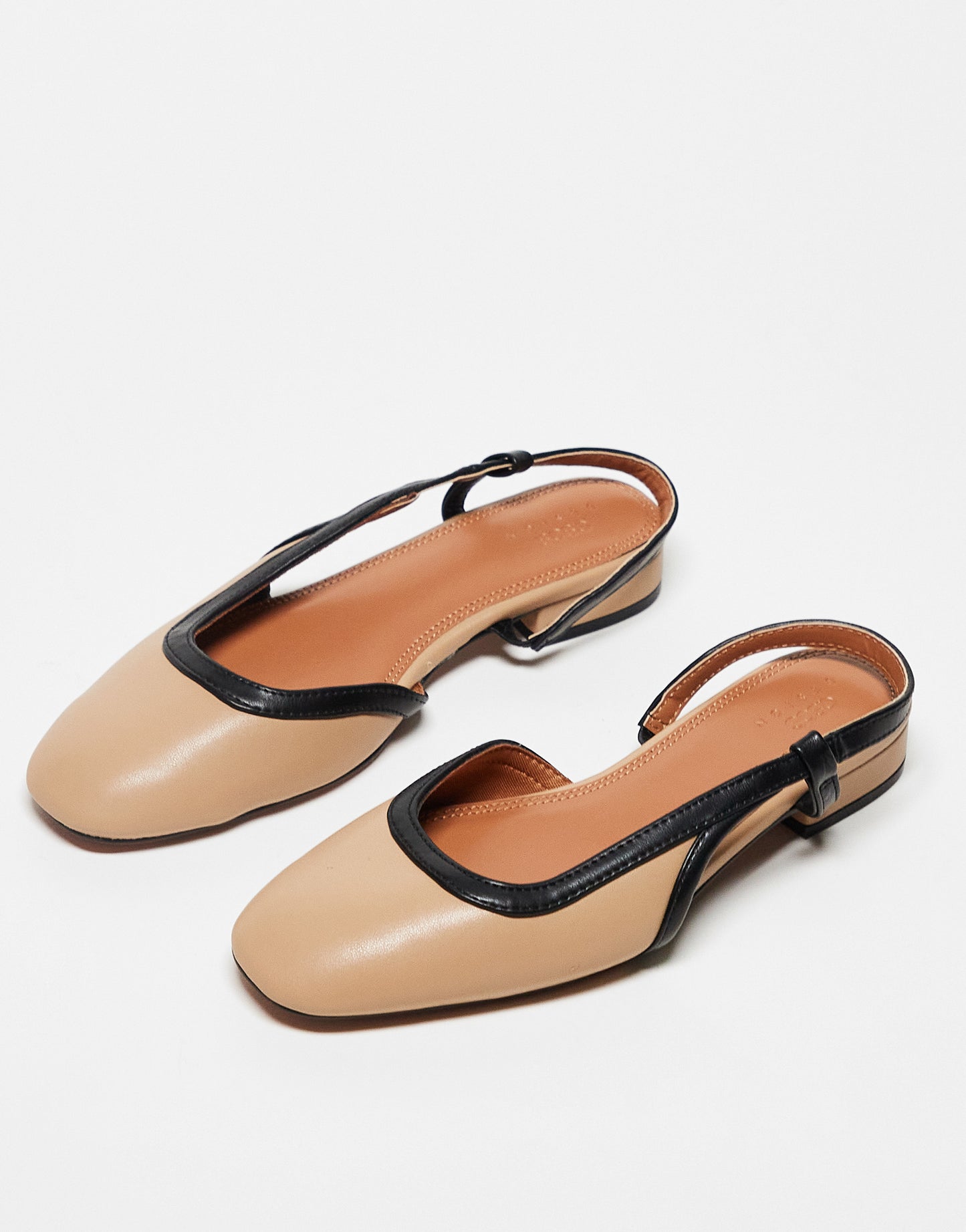 ASOS DESIGN Wide Fit Latte round toe slingback ballet in beige