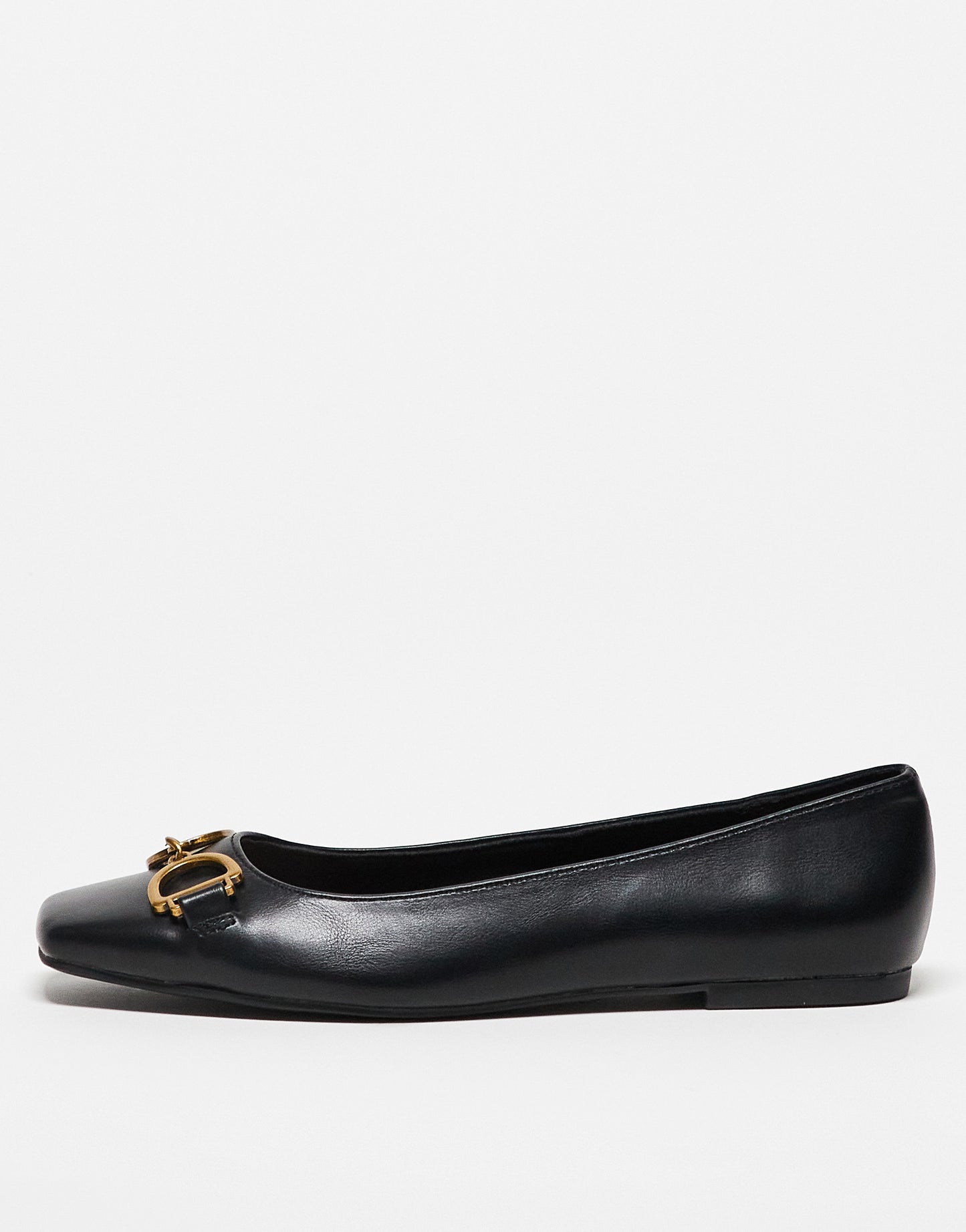 ASOS DESIGN Wide Fit Leighton square toe ballet flats in black