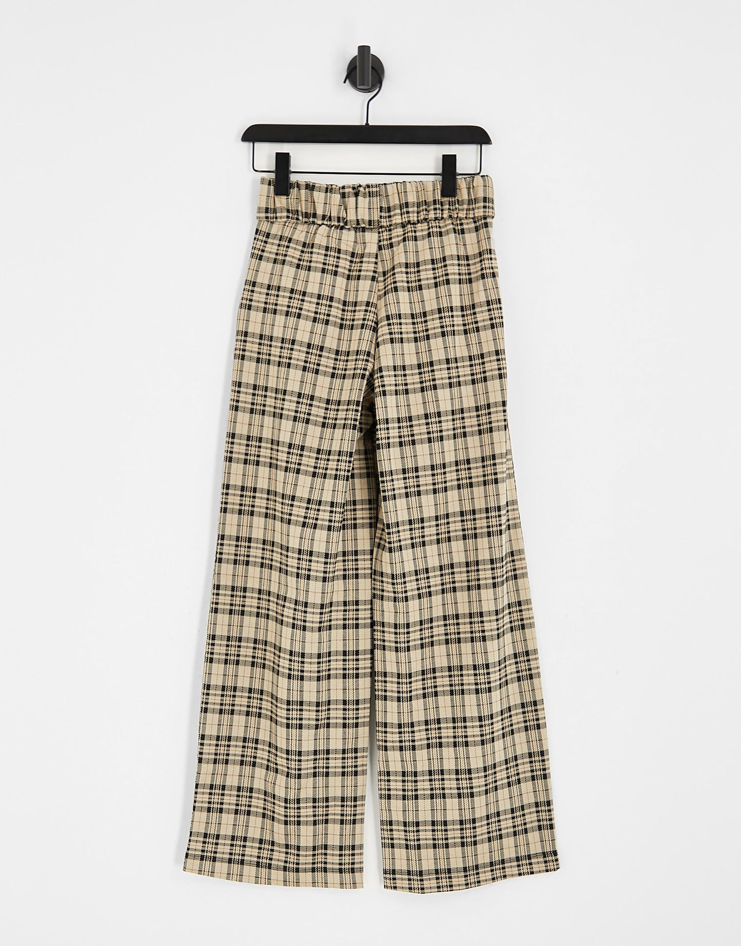 JDY button detail tailored trousers in brown check