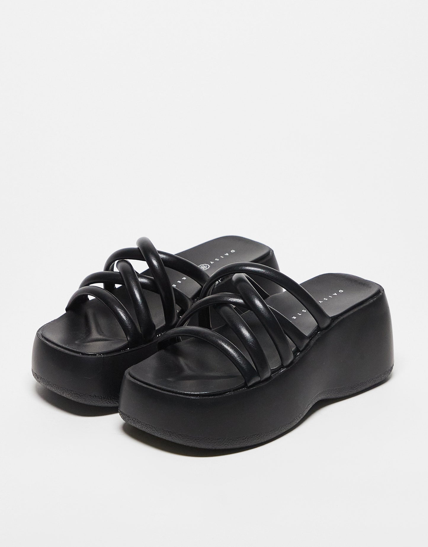 Daisy Street chunky sole strappy sandals in black