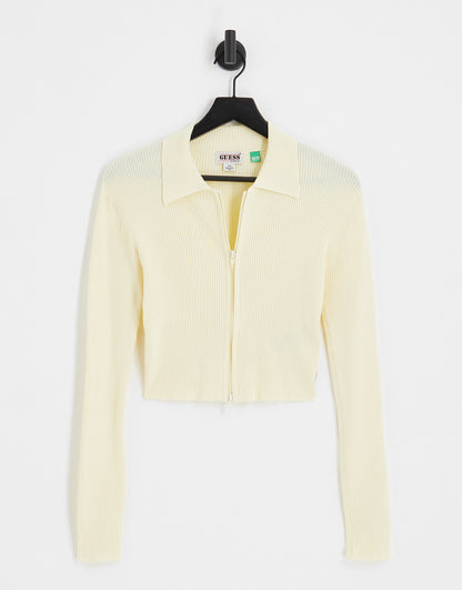 Guess Originals zip up sweater in yellow