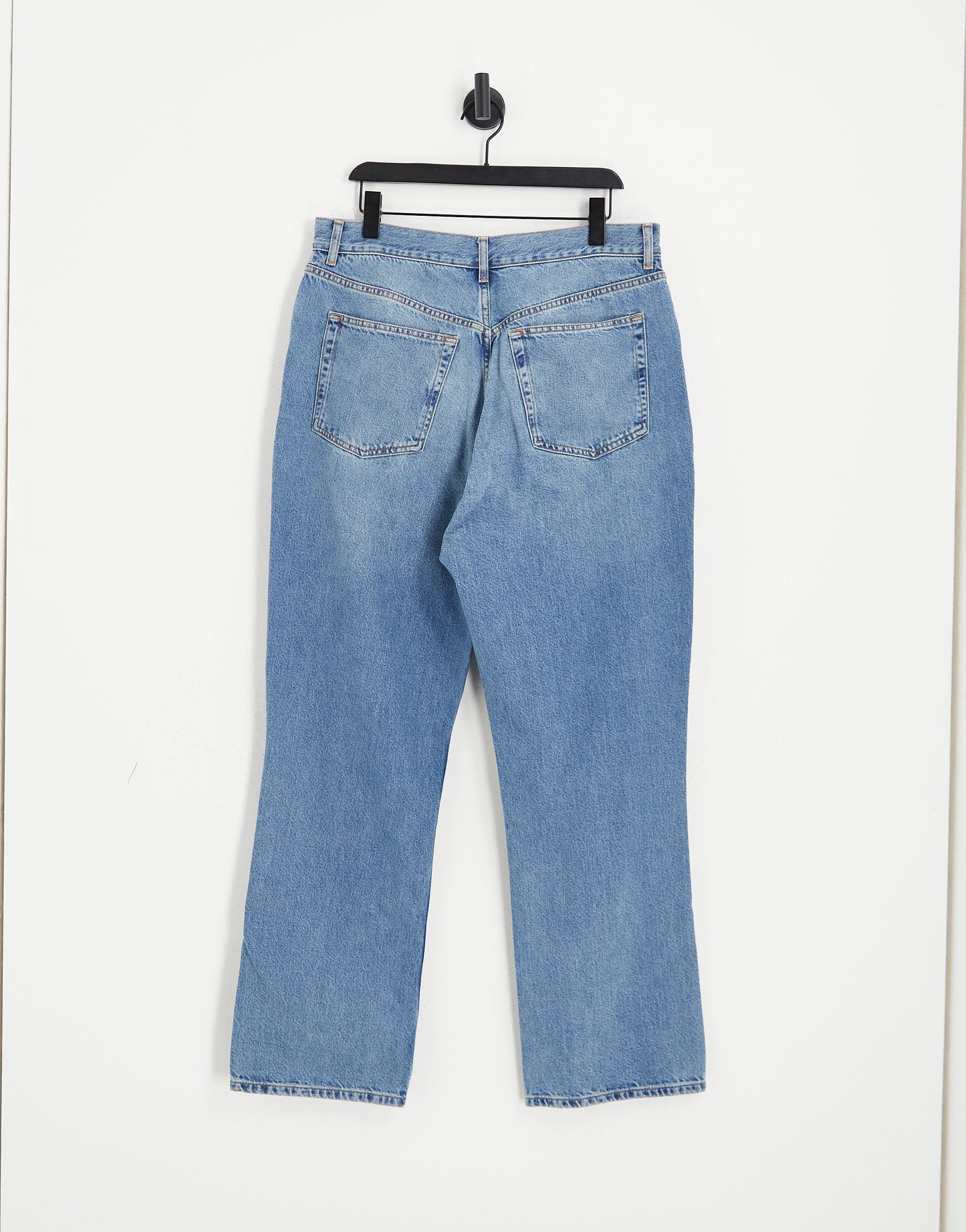 Topshop Curve straight Kort jeans in mid blue