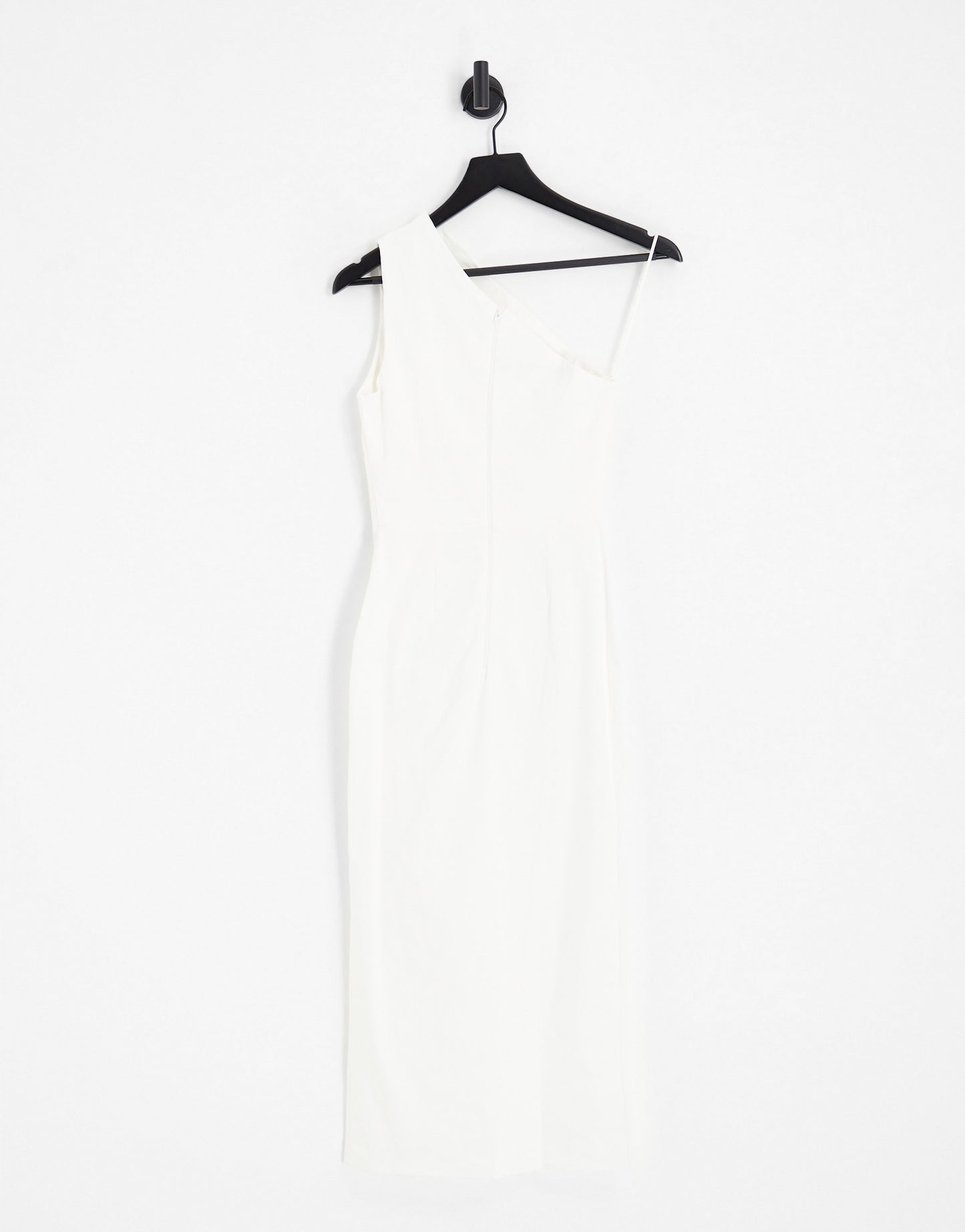 Vesper one shoulder lace insert side split midi dress in white