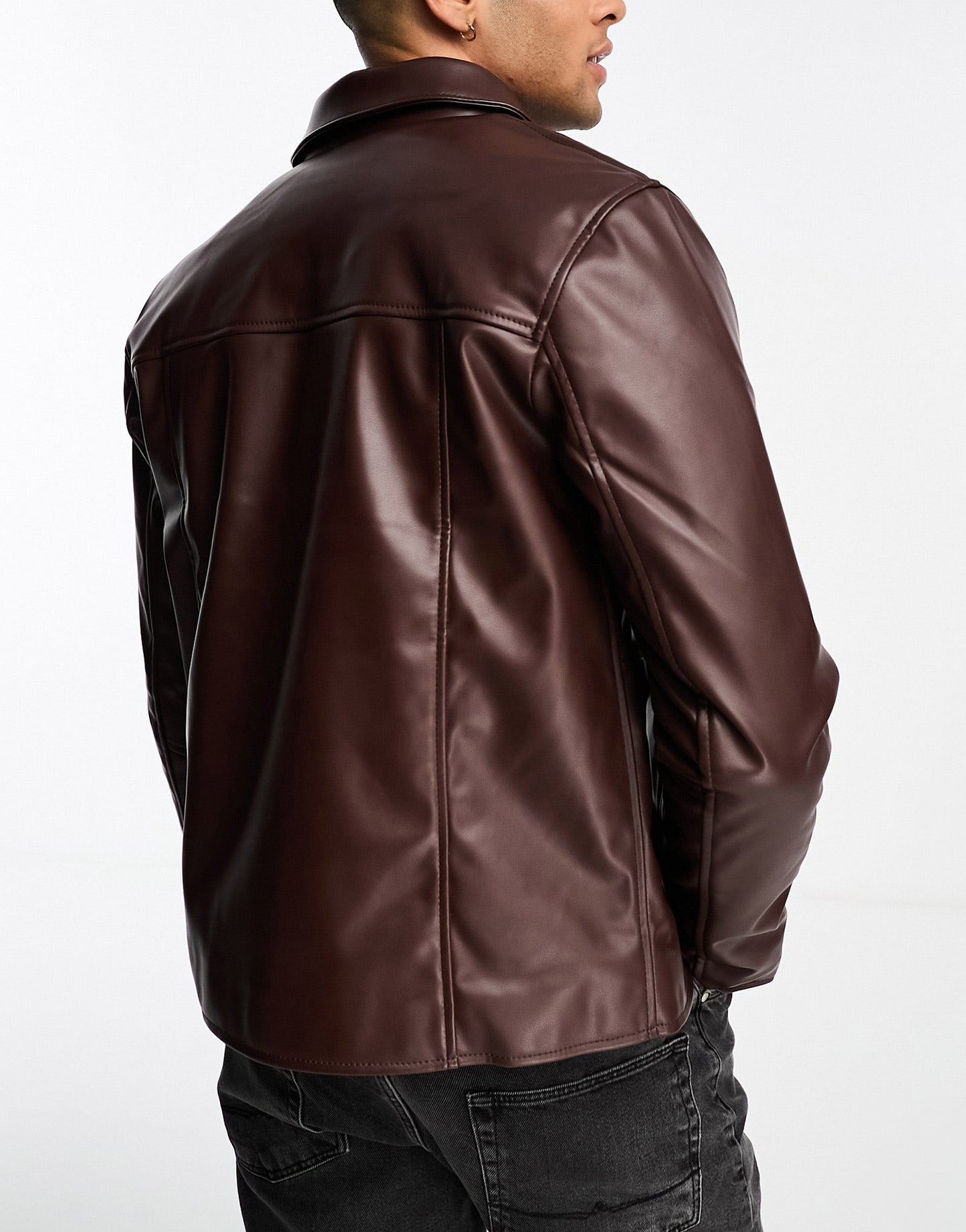 Bolongaro Trevor faux leather worker jacket in dark brown