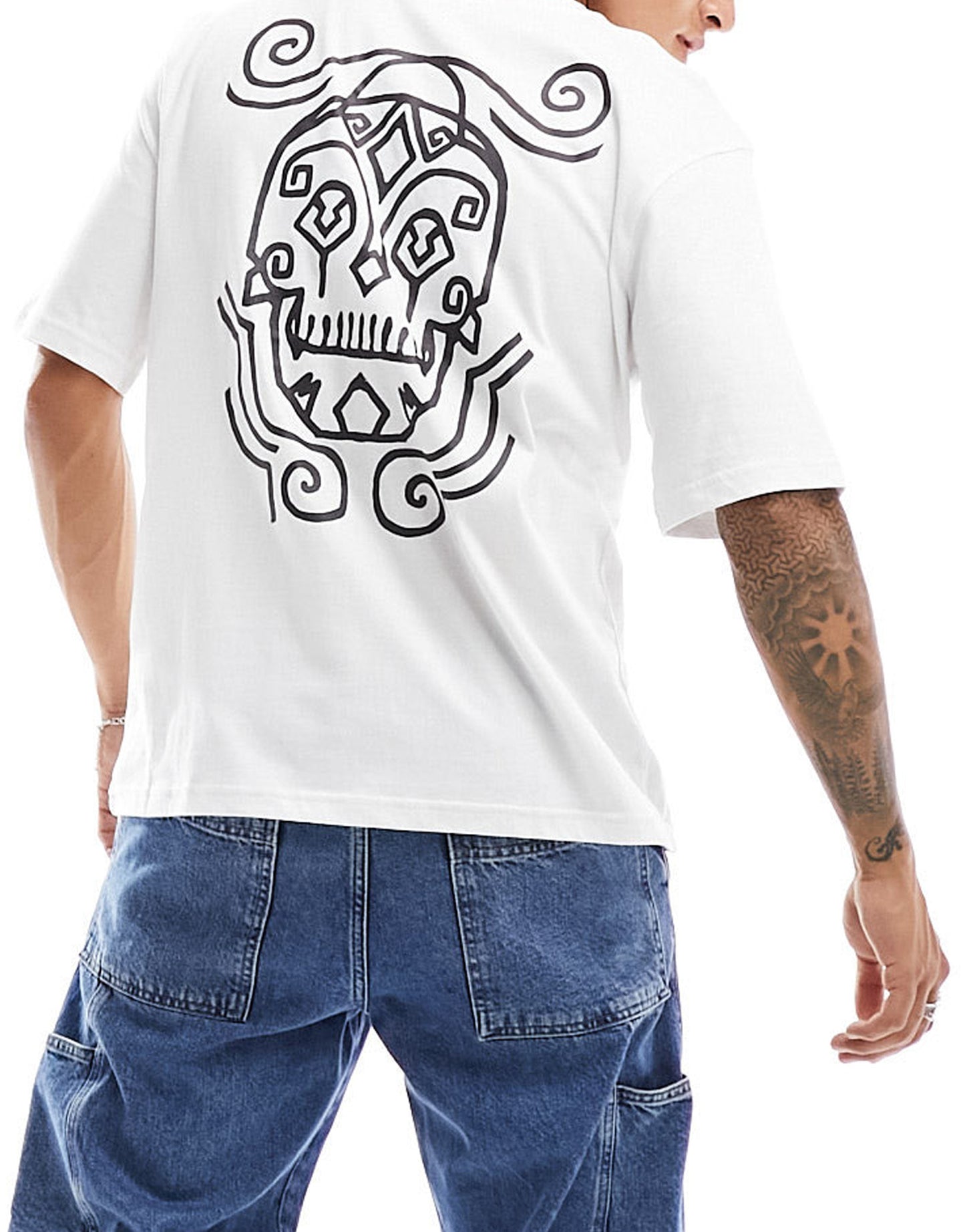 Bolongaro Trevor short sleeve t-shirt in white with skull back print