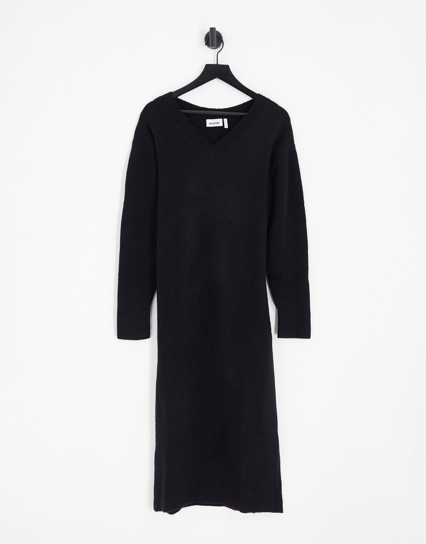 Weekday Ellen v-neck sweater dress in black