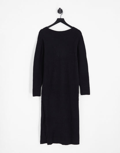 Weekday Ellen v-neck sweater dress in black