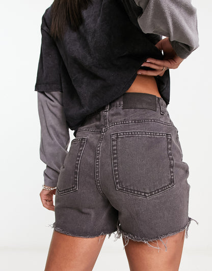 Reclaimed Vintage denim mom shorts in washed black