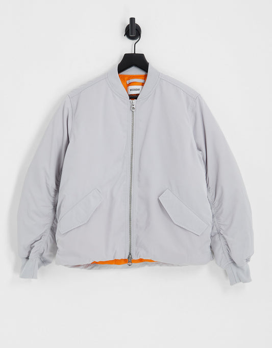 Weekday Destiny bomber jacket in light grey