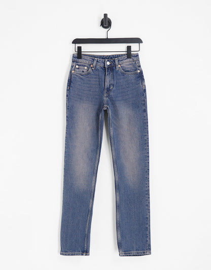 Weekday Ace high waist wide leg jeans in red cast blue wash