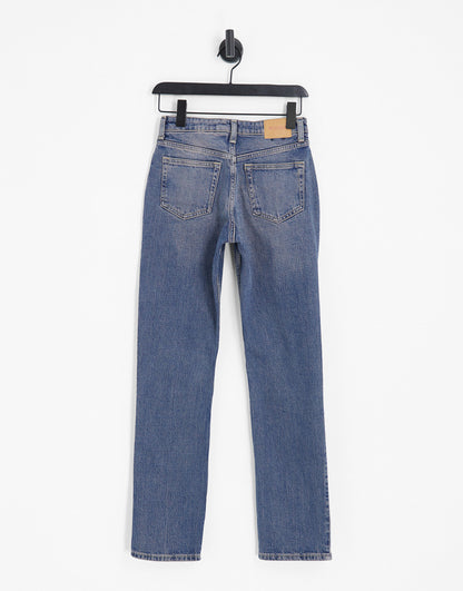 Weekday Ace high waist wide leg jeans in red cast blue wash