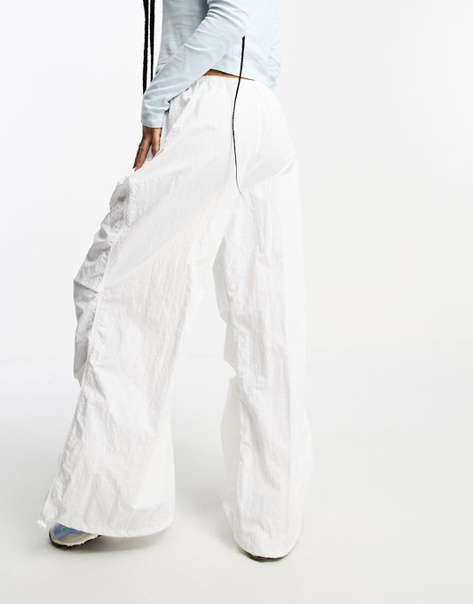 ASOS DESIGN Petite parachute cargo trouser in white