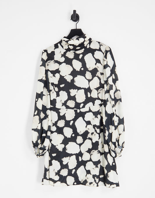 Topshop Curve bell sleeve printed mini dress in multi