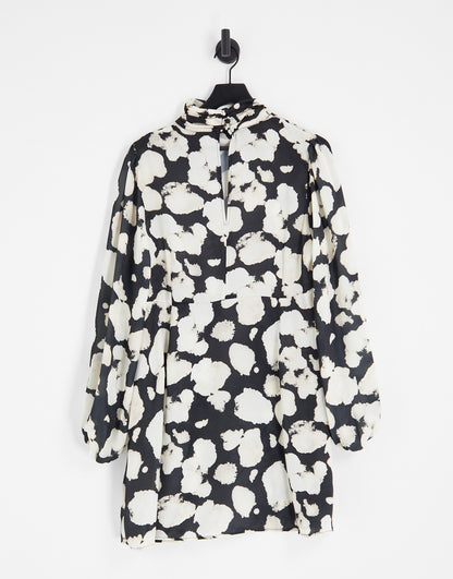 Topshop Curve bell sleeve printed mini dress in multi