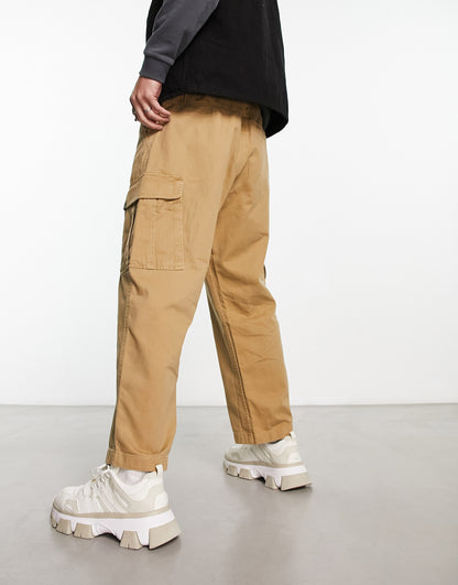 Element utility loose fit cargo trousers in beige