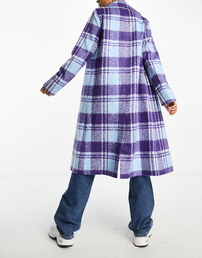 Helene Berman ruth long blanket coat in blue