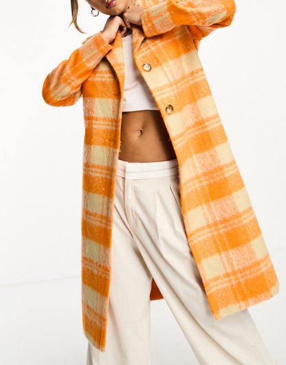 Helene Berman slim button through coat in orange