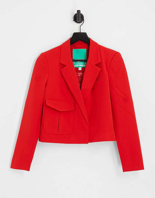 Something New X Madeleine Pedersen cropped blazer co-ord in red