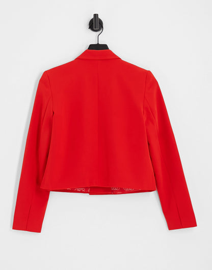 Something New X Madeleine Pedersen cropped blazer co-ord in red