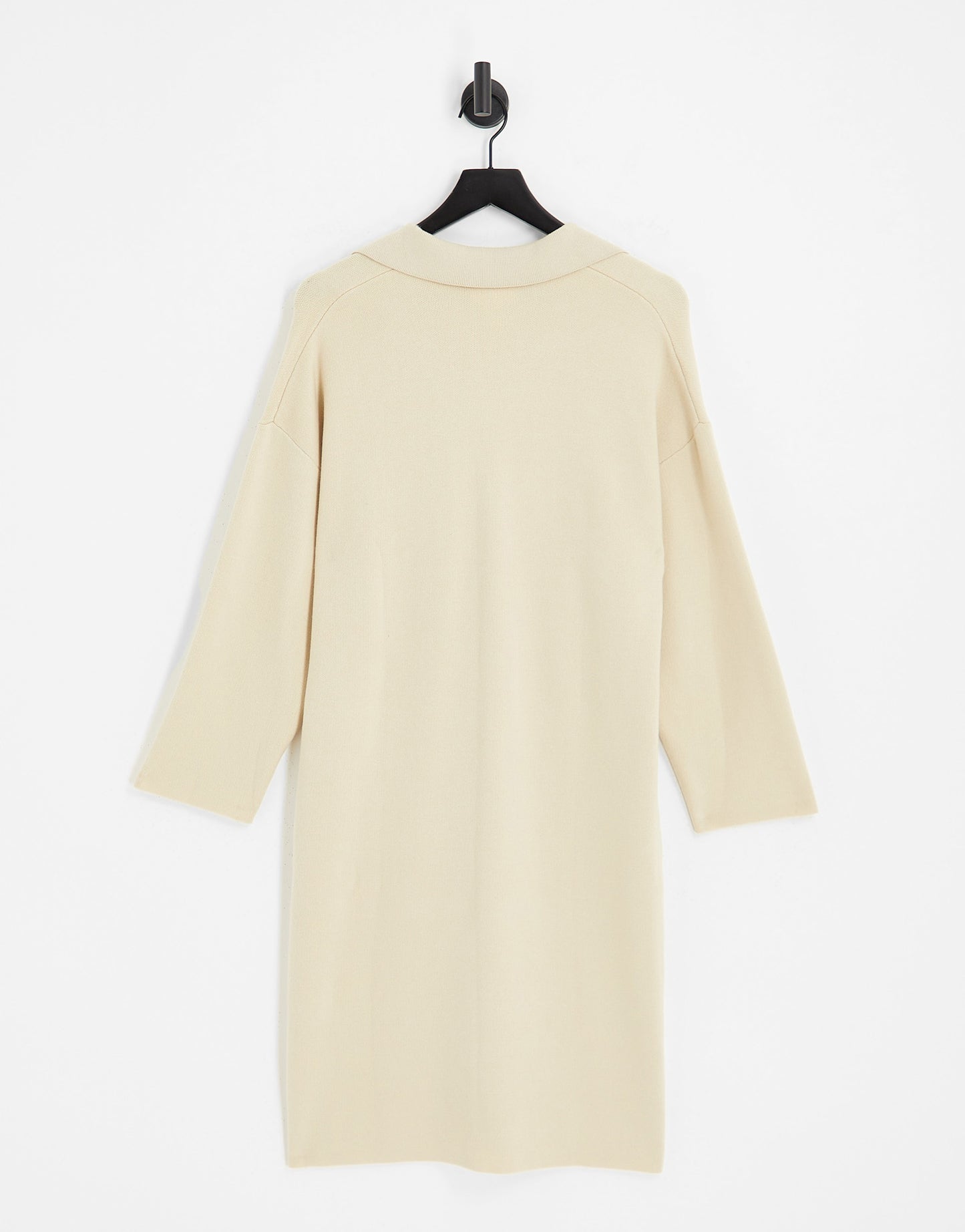 Monki knitted polo collar midi dress in cream