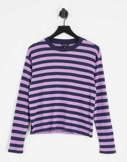 Monki long sleeve t-shirt in purple stripe