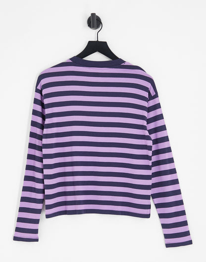 Monki long sleeve t-shirt in purple stripe