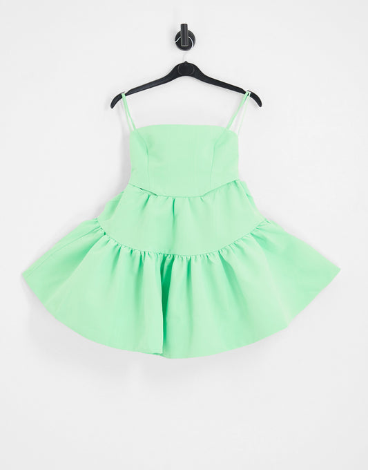 Bardot structured cut-out mini dress with pockets in vibrant green