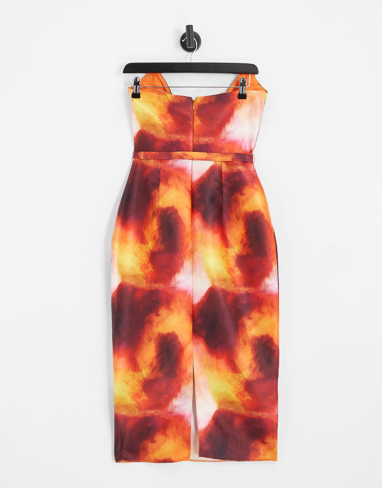 ASOS LUXE bandeau cocktail midi dress in print