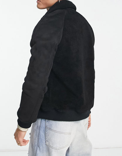 River Island shearling jacket in black