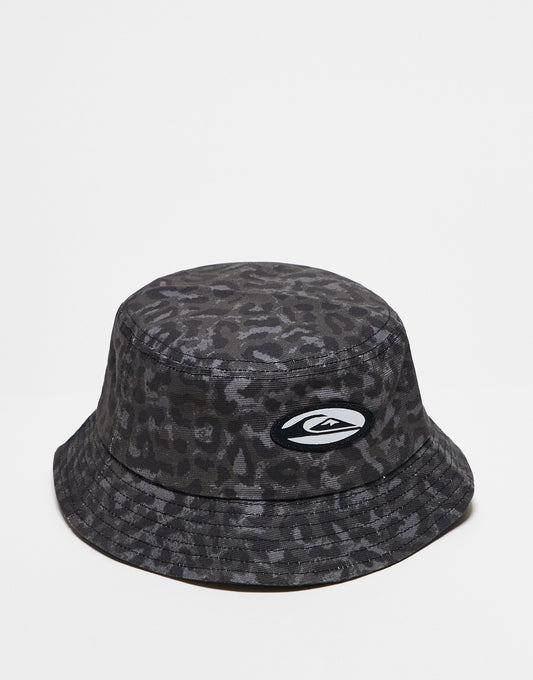 Quiksilver leopard print bucket hat in black