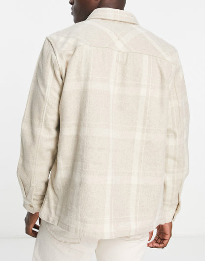 Pull&Bear check overshirt in stone