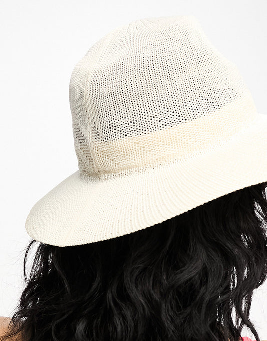 Accessorize open weave fedora hat in cream