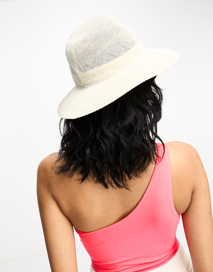 Accessorize open weave fedora hat in cream