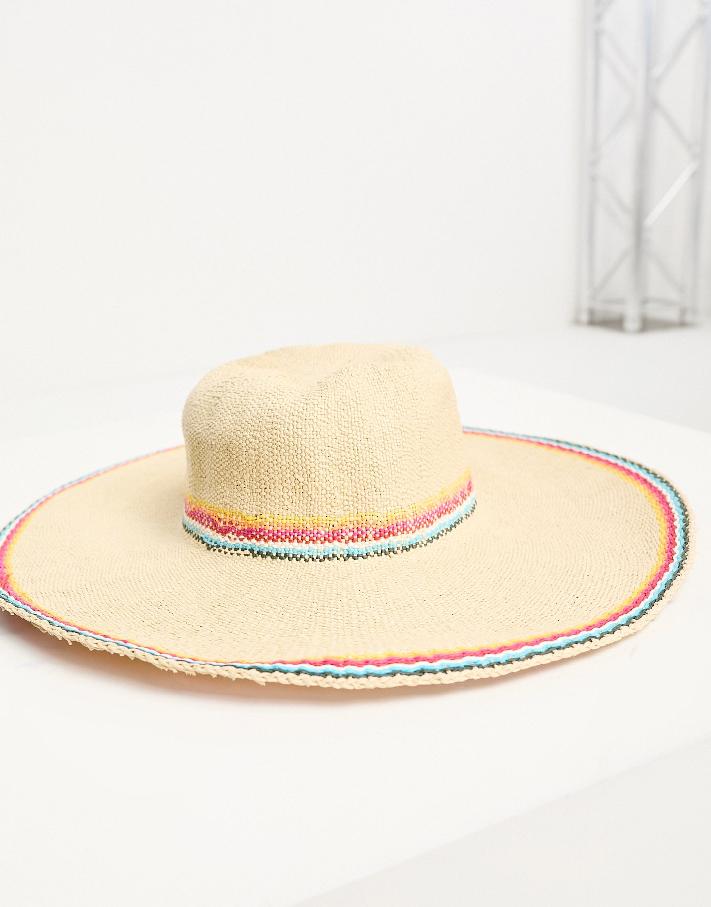 Accessorize mini multi stripe floppy hat in beige