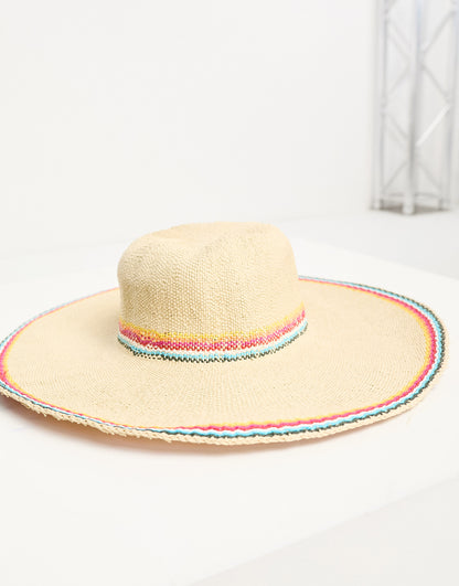 Accessorize mini multi stripe floppy hat in beige