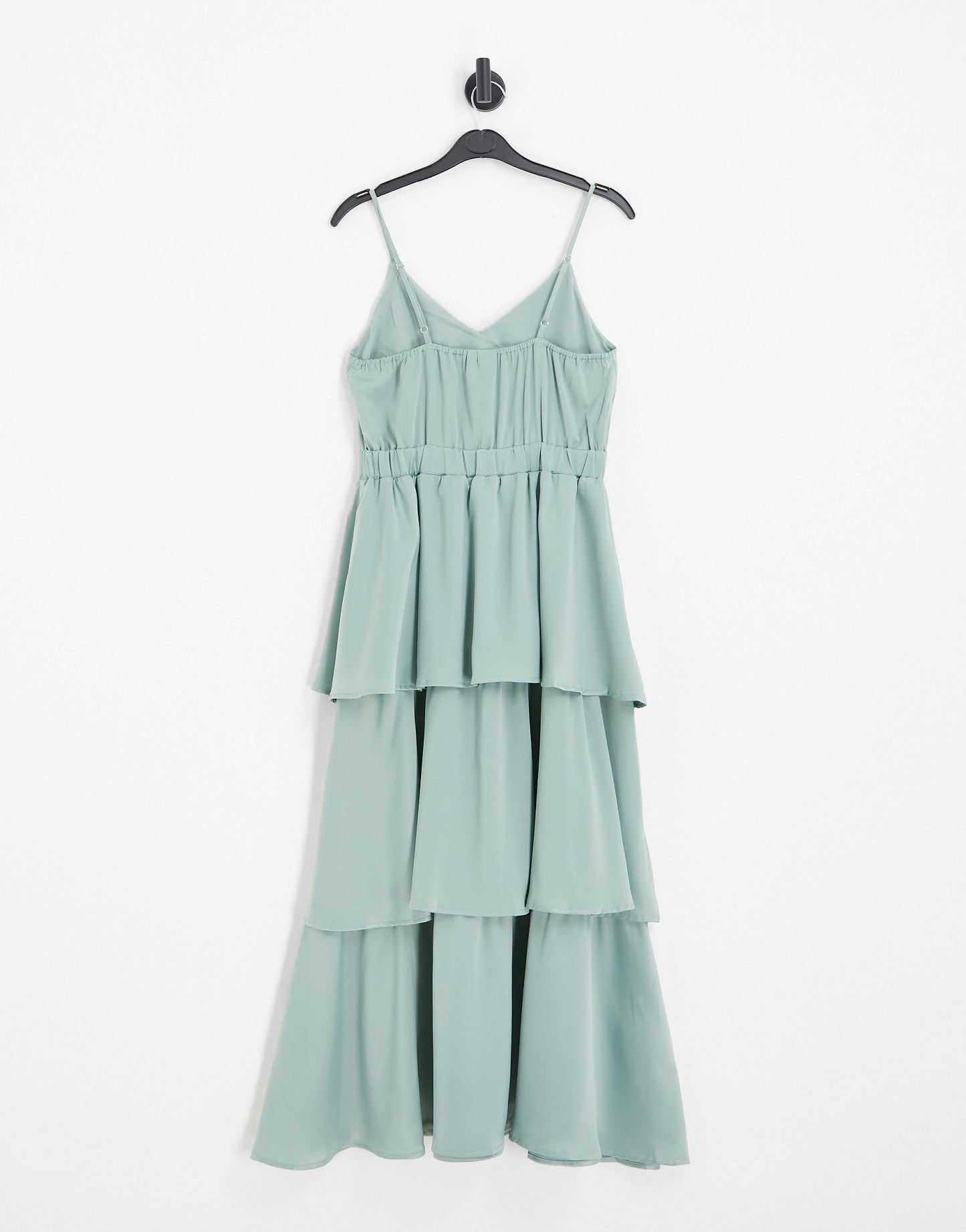 Y.A.S Bridesmaid tiered strappy midi dress in sage