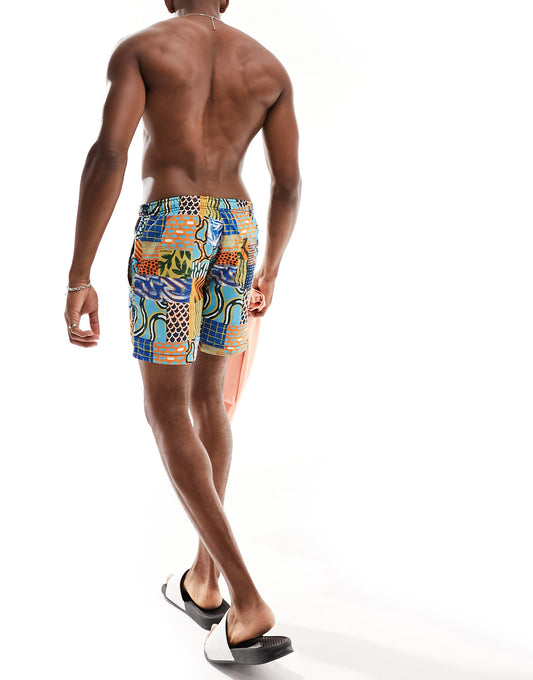 Napapijri Vail woven printed swim shorts in patchwork print