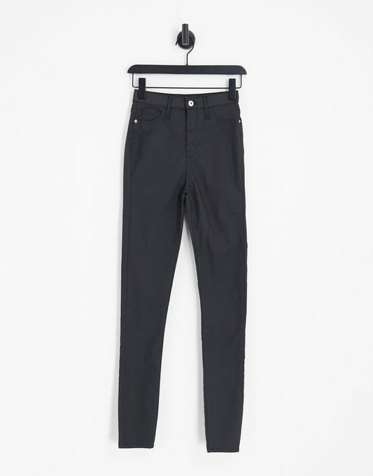 River Island Tall high rise skinny coated jean in black