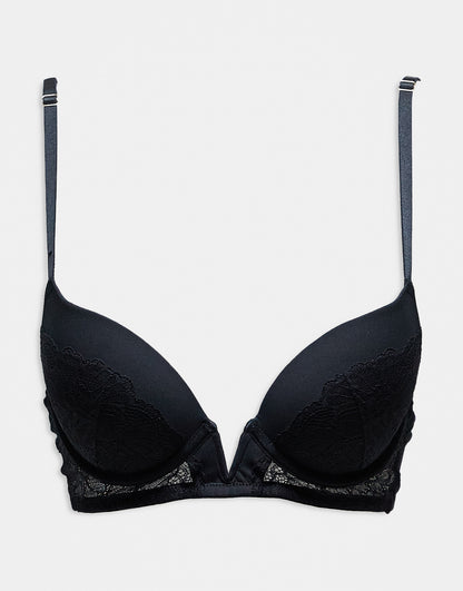 Ann Summers Plunging lace longline plunge bra in black