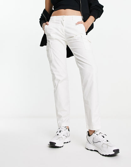 Napapijri Marin tapered leg woven cargo trousers in white