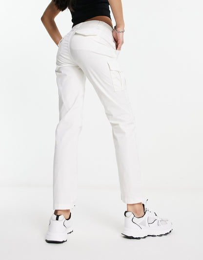 Napapijri Marin tapered leg woven cargo trousers in white