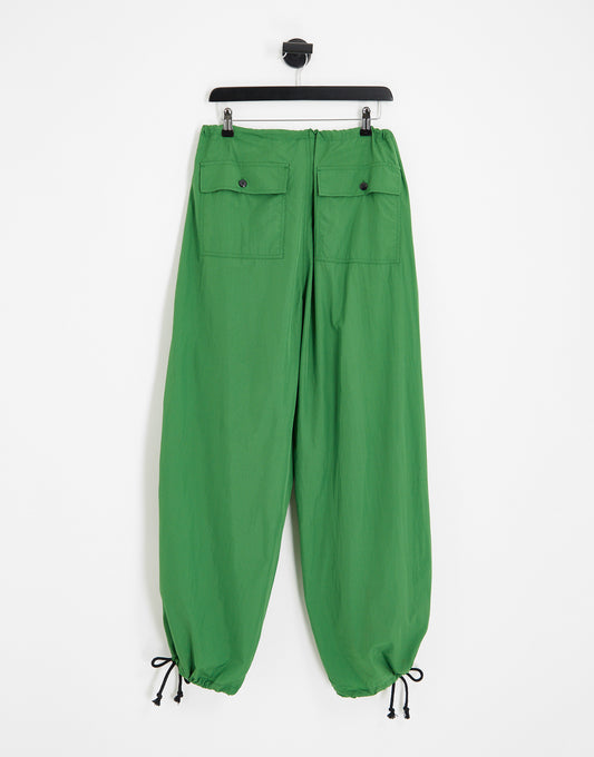 Noisy May drawstring parachute trousers in green