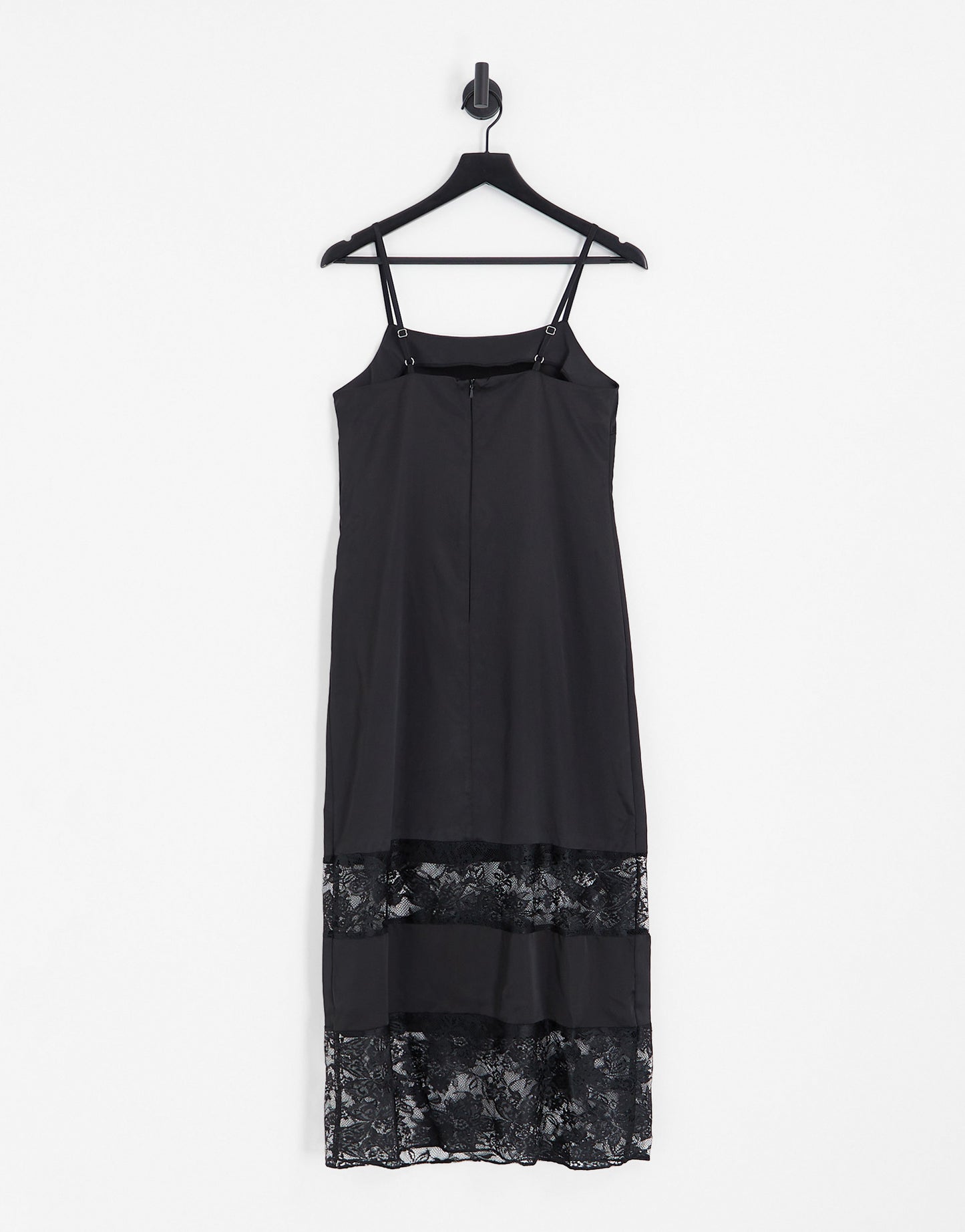 River Island lace detail slip dress in black