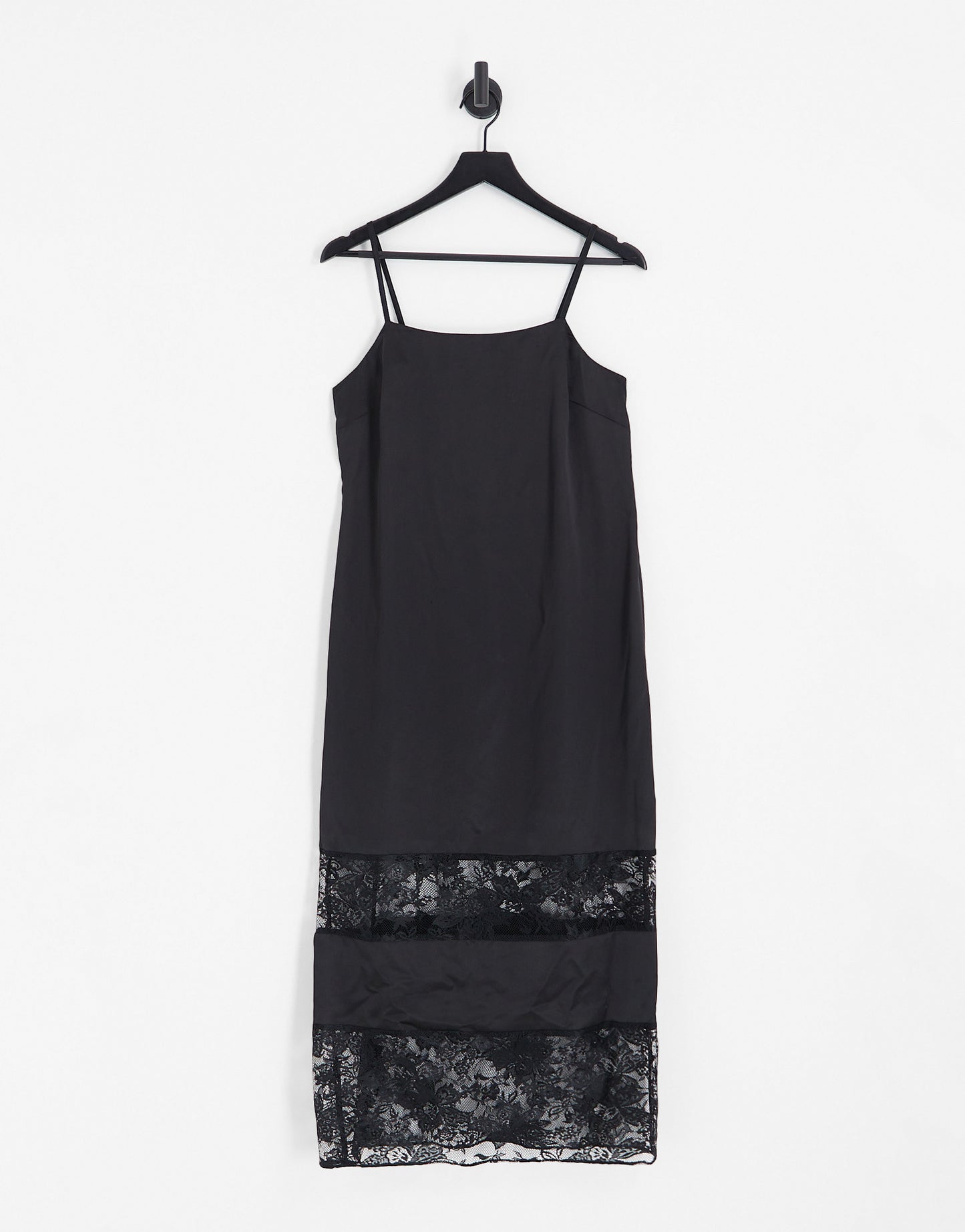 River Island lace detail slip dress in black