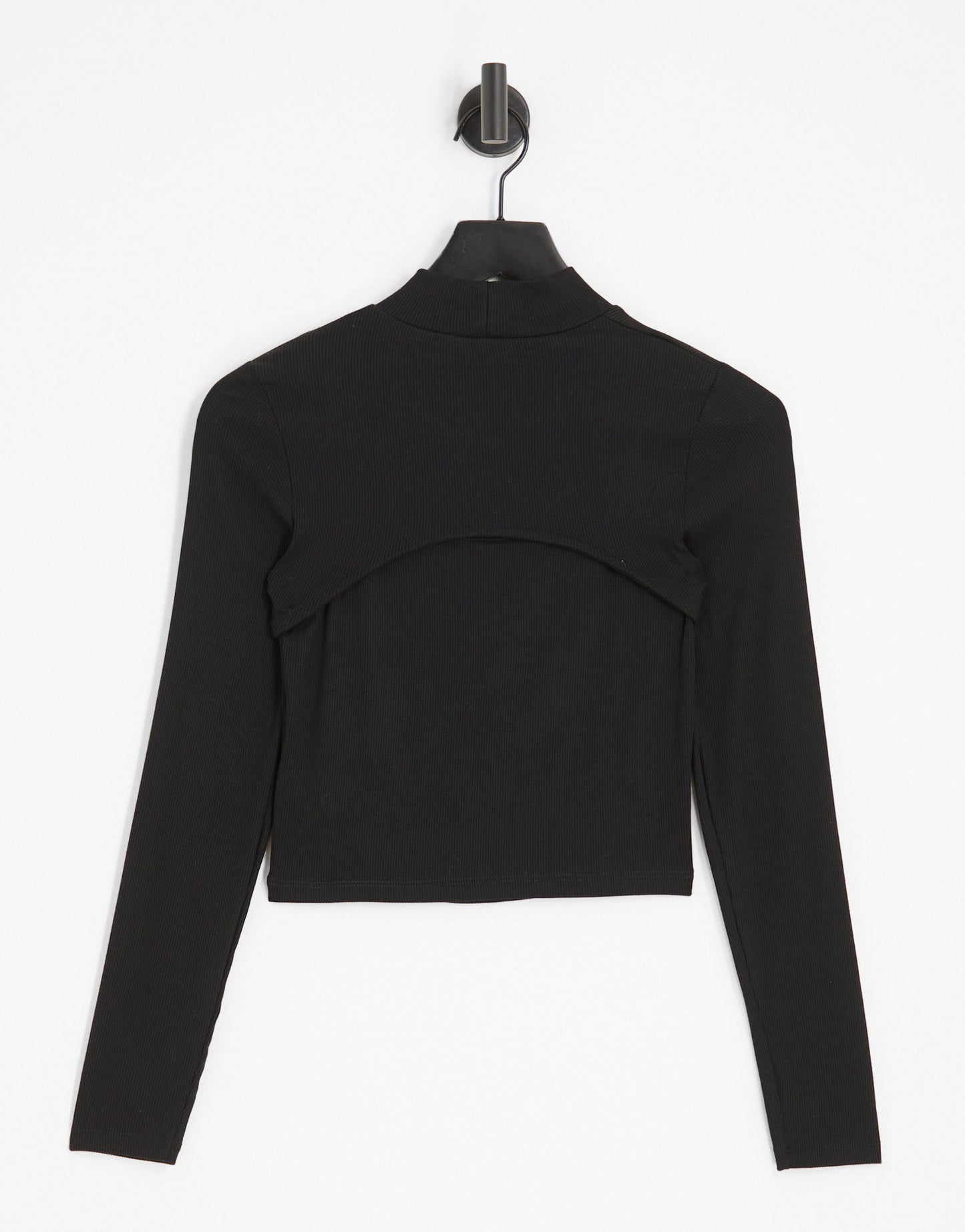 Stradivarius long sleeve cut out top in black