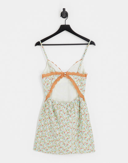 Labelrail x Lara Adkins ditsy floral broderie cami mini dress in multi