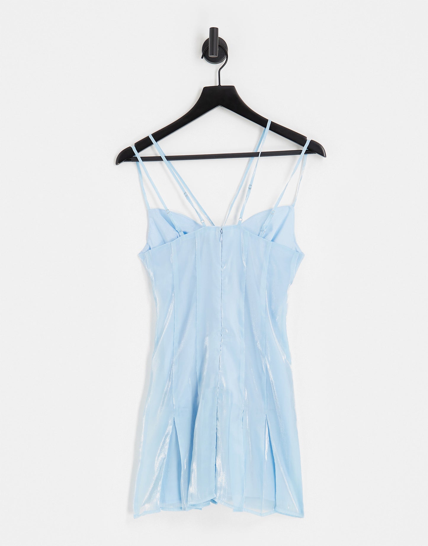 Labelrail x Lara Adkins shimmer pleated mini dress in blue